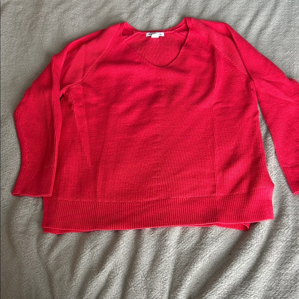 Athleta Vibrant Red V-Neck Lightweight Sweater
